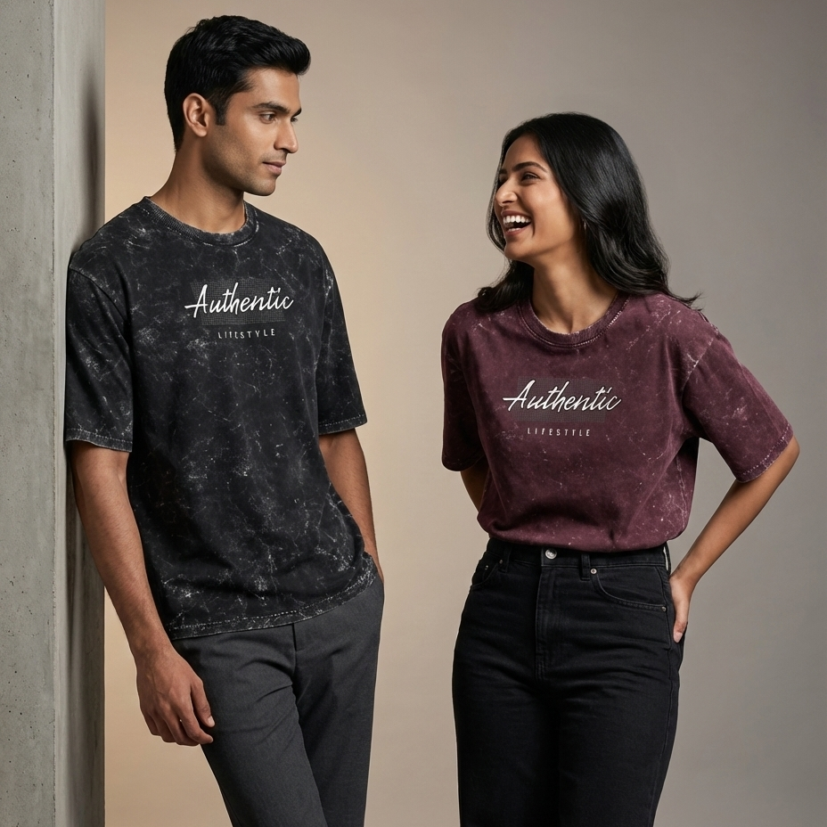 Oversized Unisex Acid Washed  T-Shirt - Authentic